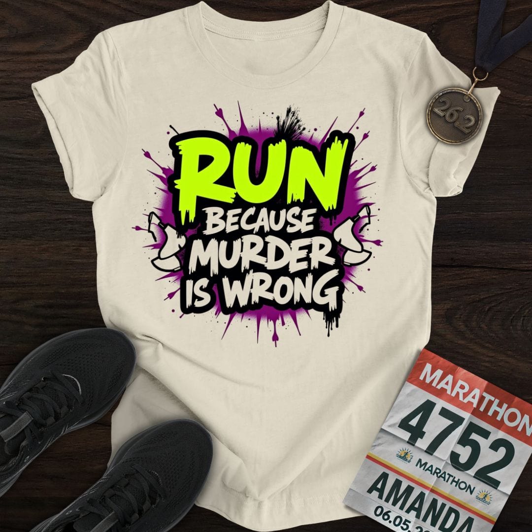 Printify T-Shirt Sand / S Run Against Murder T-shirt