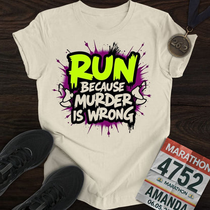 Printify T-Shirt Sand / S Run Against Murder T-shirt