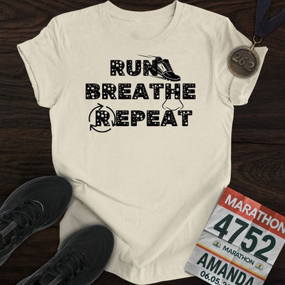 Printify T-Shirt Sand / S Run Breathe Repeat T-Shirt