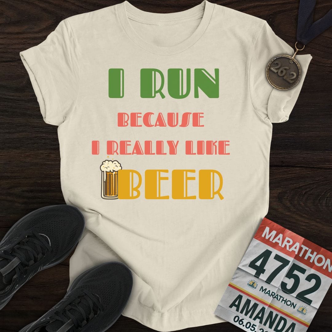 Printify T-Shirt Sand / S Run For Beer T-Shirt