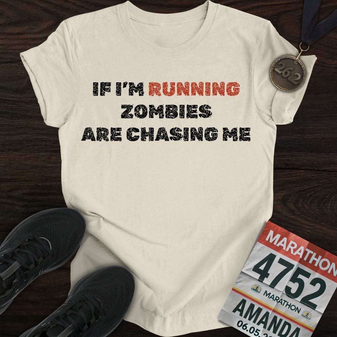 Printify T-Shirt Sand / S Run From Zombies T-Shirt