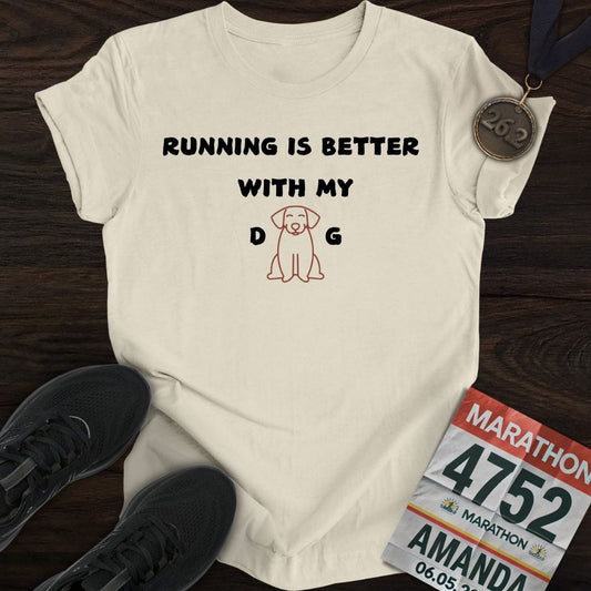 Printify T-Shirt Sand / S Run With Dog T-Shirt