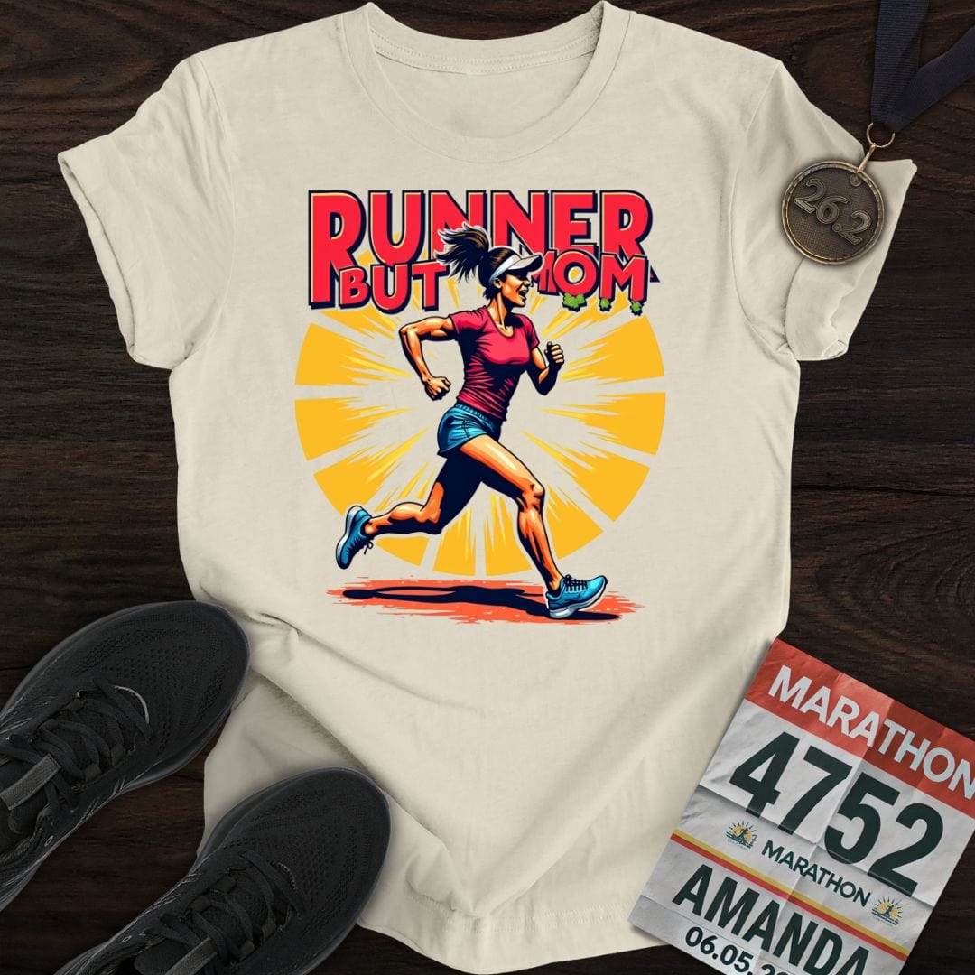 Printify T-Shirt Sand / S Runner But Mom T-shirt