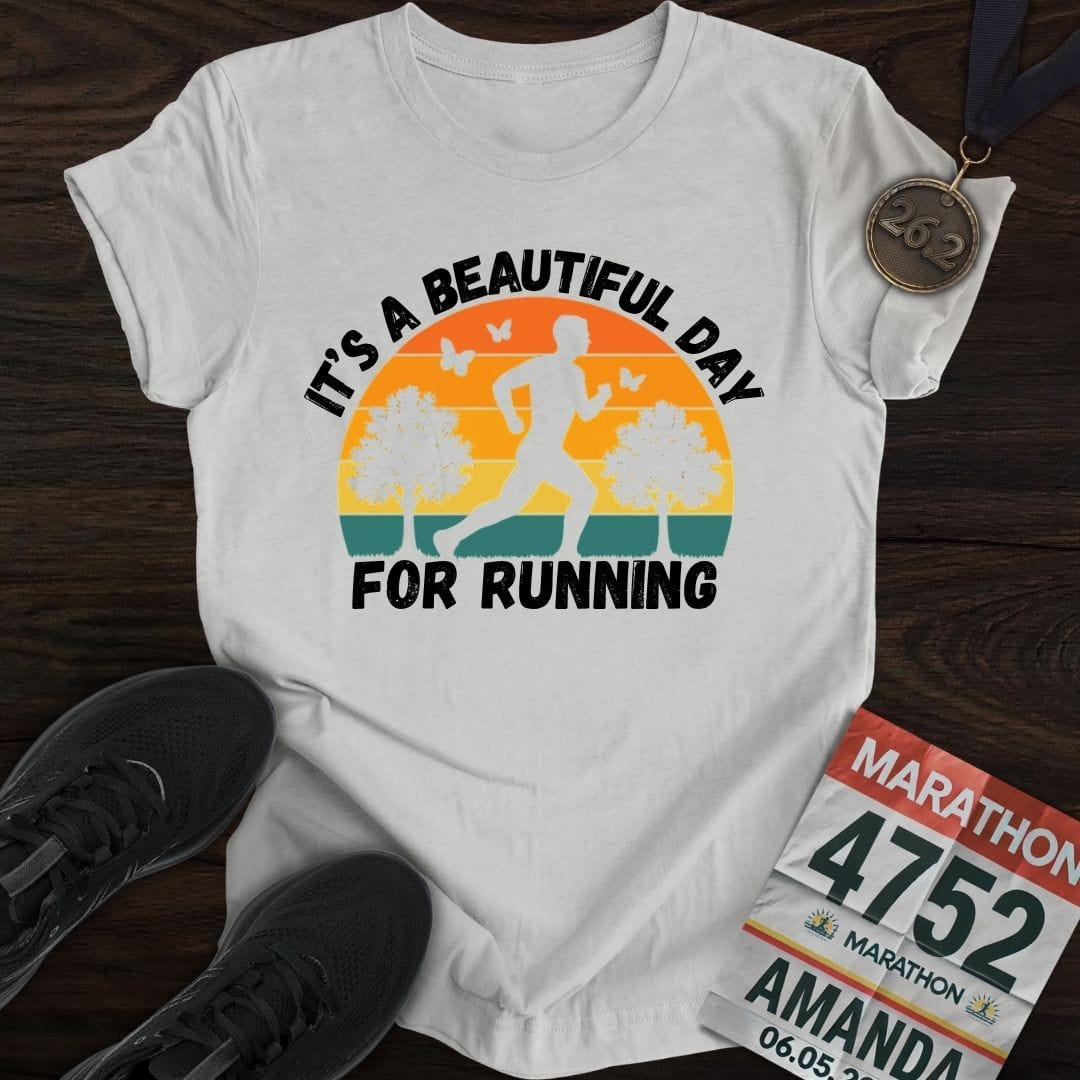 Printify T-Shirt Sport Grey / S Beautiful Day for Running T-Shirt