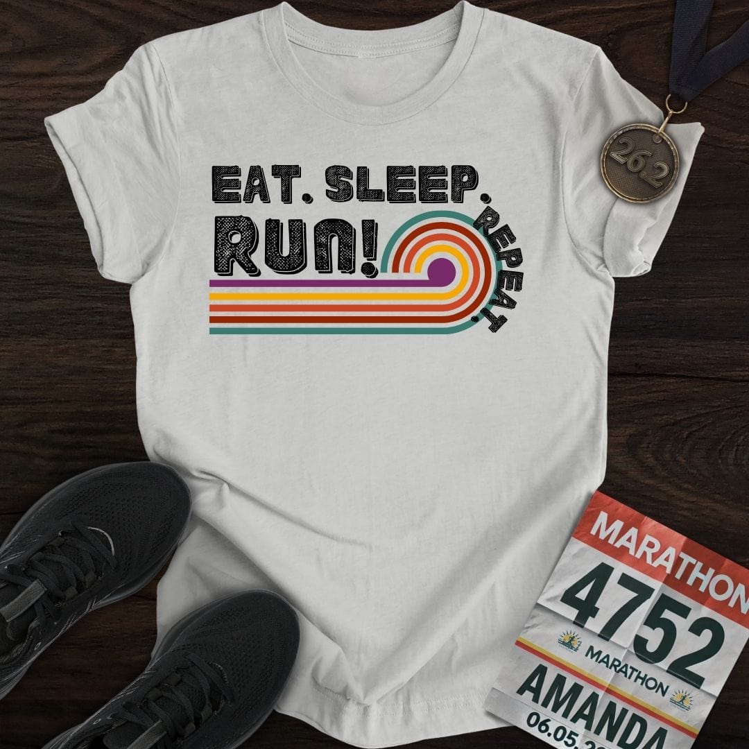 Printify T-Shirt Sport Grey / S Eat Sleep Run Repeat Retro T-shirt