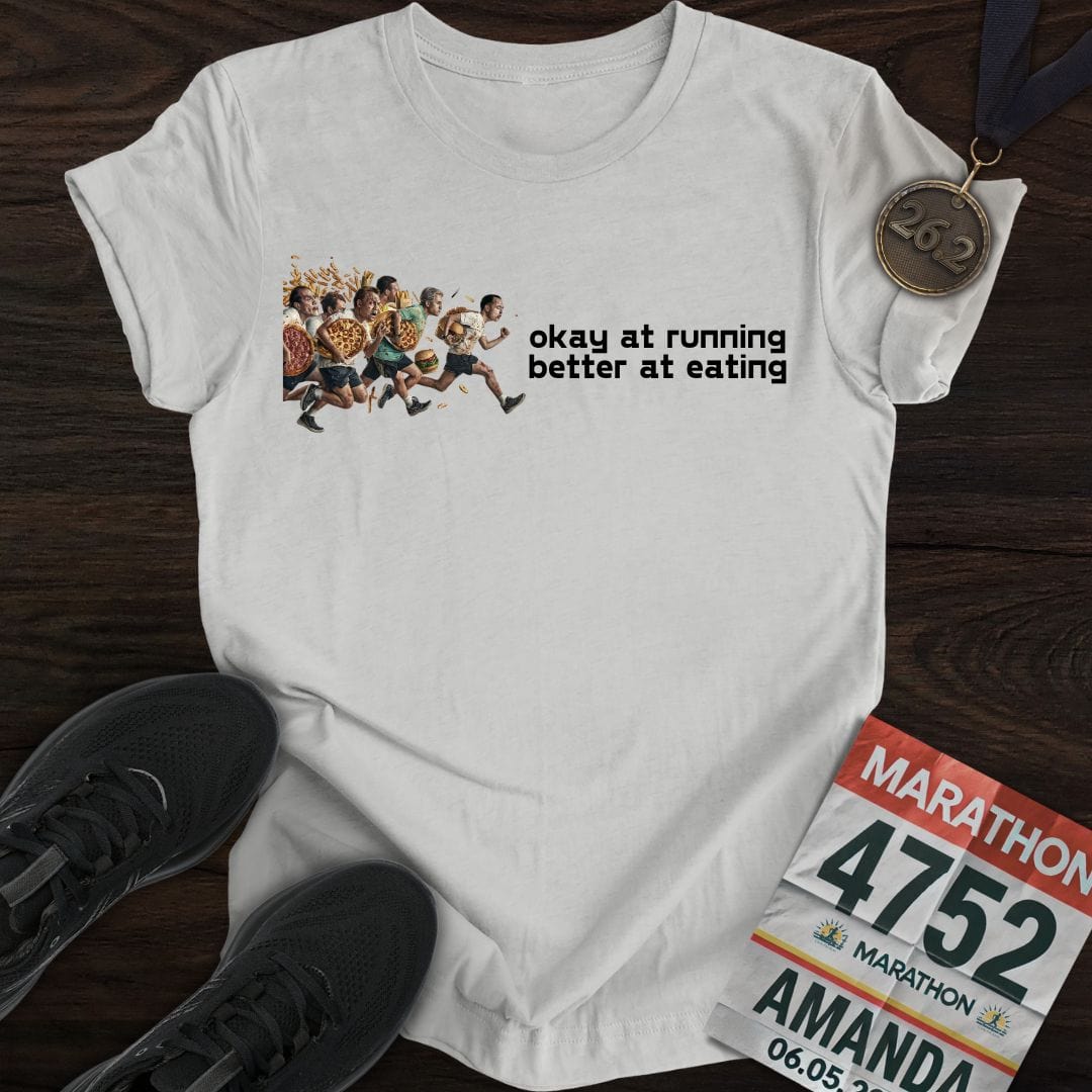 Printify T-Shirt Sport Grey / S Running And Eating Two T-Shirt