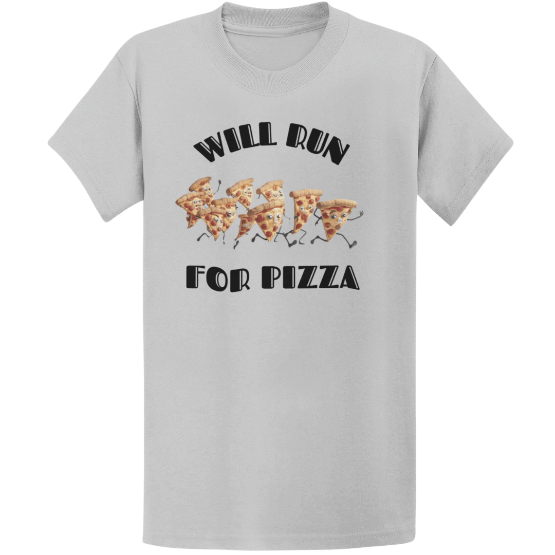 Printify T-Shirt Sport Grey / S Will Run For Pizza T-Shirt