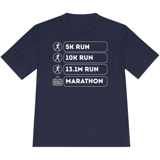 Printify T-Shirt True Navy / XS Marathon: In Progress T-Shirt / Pro