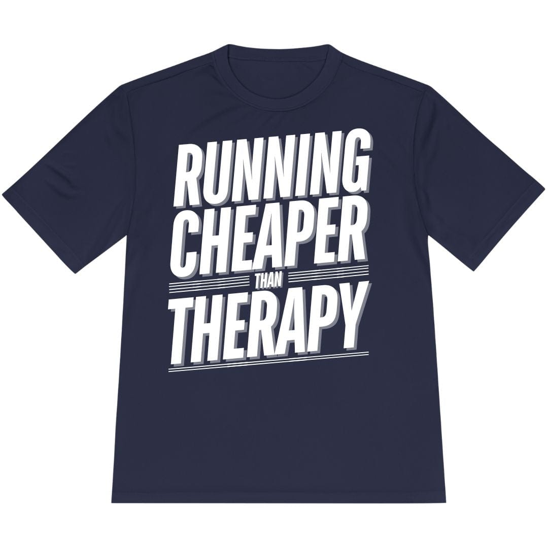 Printify T-Shirt True Navy / XS Running Cheaper Than Therapy T-Shirt / Pro