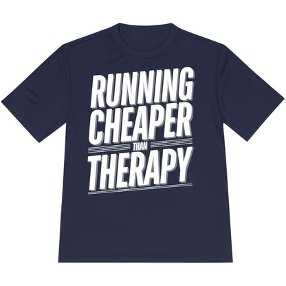 Printify T-Shirt True Navy / XS Running Cheaper Than Therapy T-Shirt / Pro