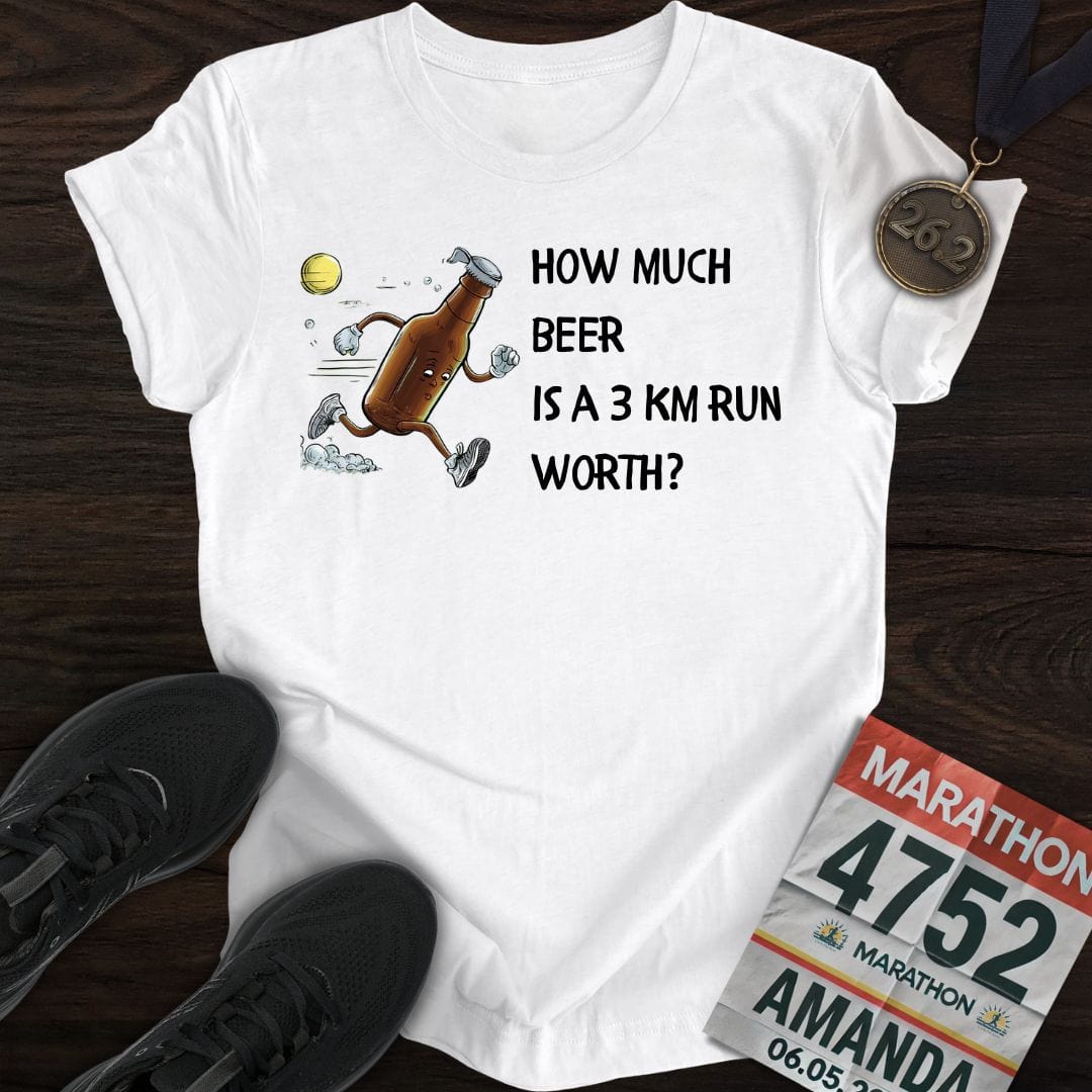 Printify T-Shirt White / S Drink Beer Run 3KM T-Shirt