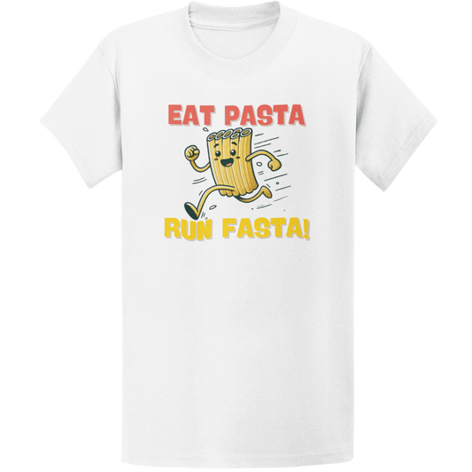 Printify T-Shirt White / S Eat Pasta Run Fasta T-Shirt