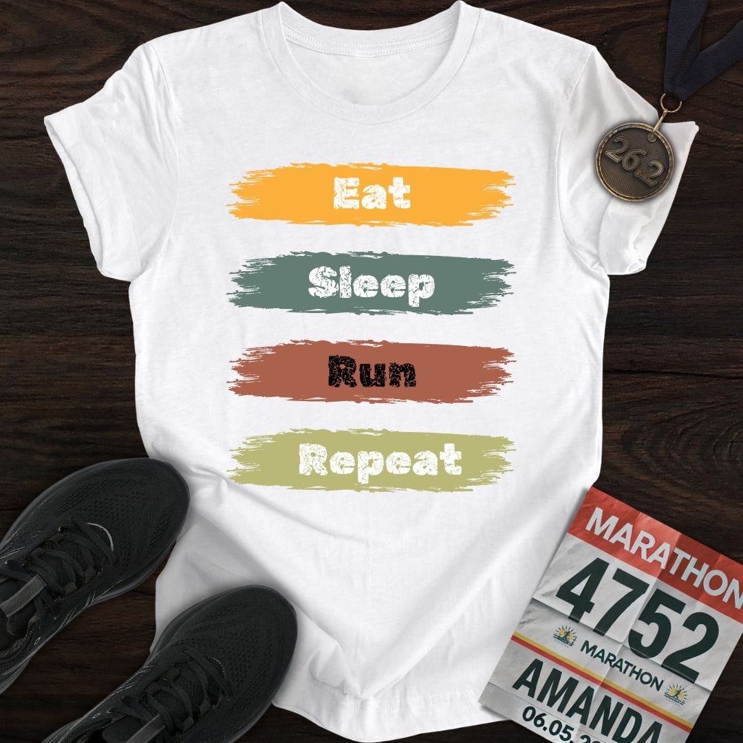 Printify T-Shirt White / S Eat Sleep Run Repeat T-Shirt