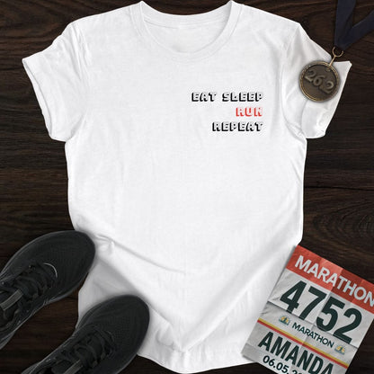 Printify T-Shirt White / S Eat Sleep RUN Repeat T-Shirt