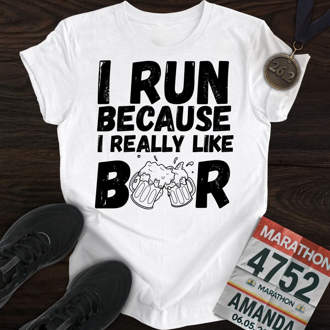 Printify T-Shirt White / S Like Running Or Beer T-shirt