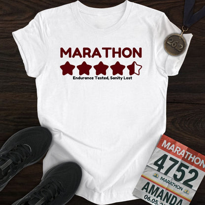 Printify T-Shirt White / S Marathon: Endurance Tested, Sanity Lost T-shirt