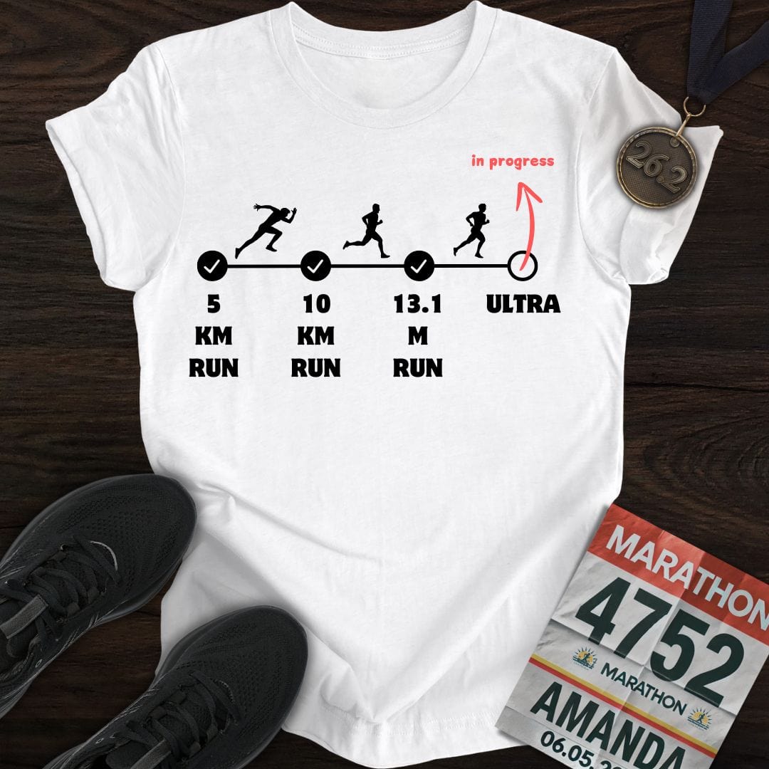 Printify T-Shirt White / S Marathon in Progress T-Shirt
