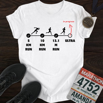 Printify T-Shirt White / S Marathon in Progress T-Shirt