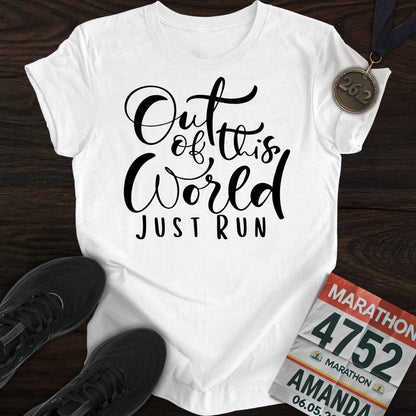 Printify T-Shirt White / S Out of This World, Just Run T-shirt