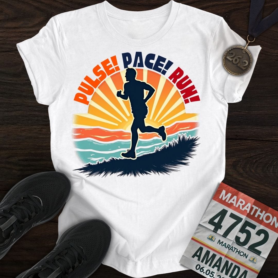 Printify T-Shirt White / S Pulse! Pace! Run! T-shirt