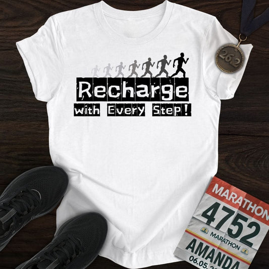 Printify T-Shirt White / S Recharge with Every Step!