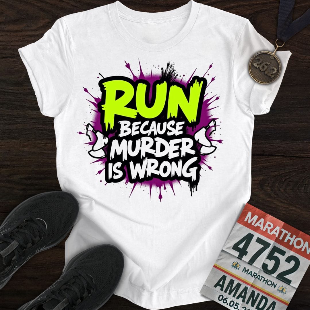 Printify T-Shirt White / S Run Against Murder T-shirt