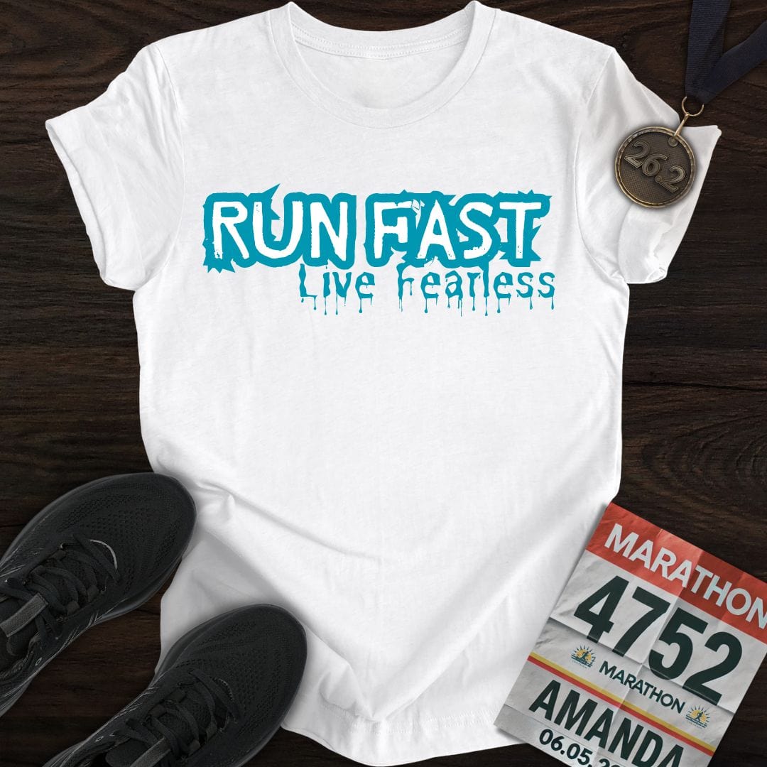 Printify T-Shirt White / S Run Fast Live Fearless T-Shirt