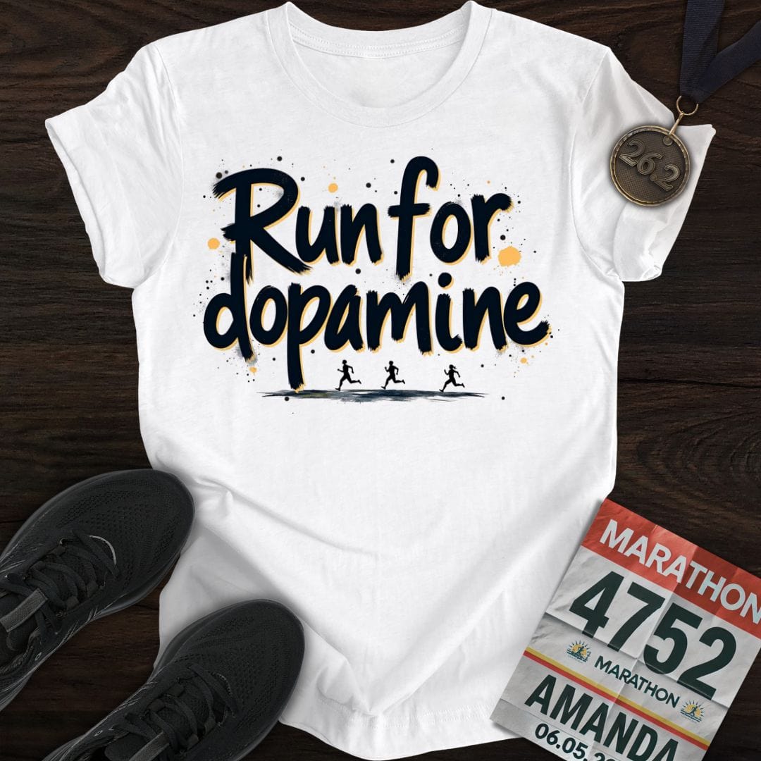 Printify T-Shirt White / S Run For Dopamine -2- T-shirt