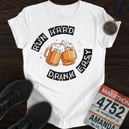 Printify T-Shirt White / S Run Hard Drink Easy