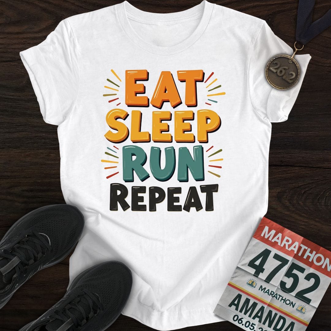 Printify T-Shirt White / S Run Repeat Run T-shirt