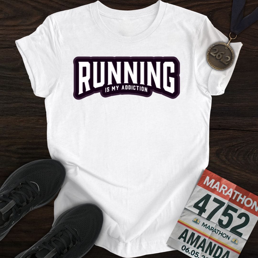 Printify T-Shirt White / S Running is my addiction -2- T-shirt