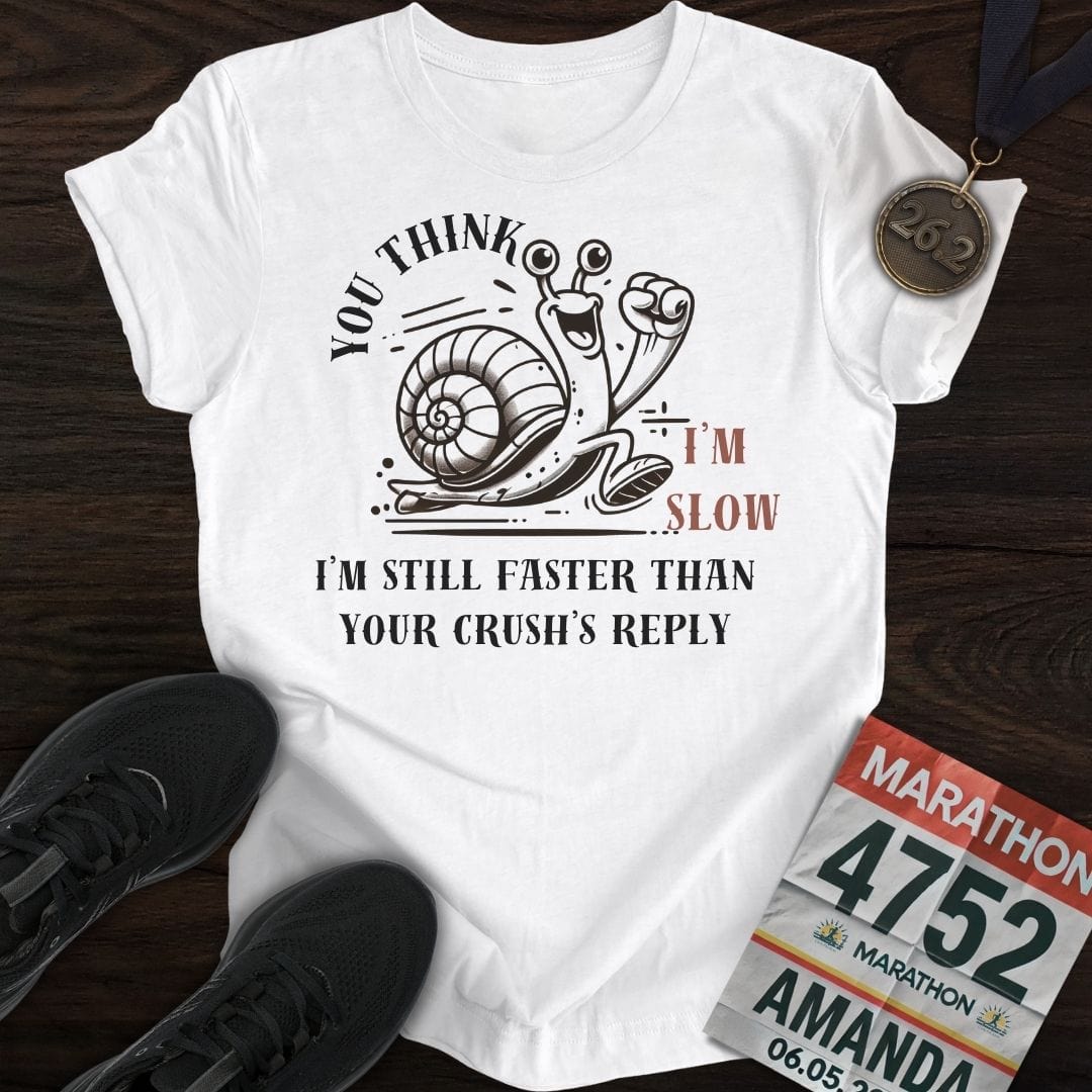 Printify T-Shirt White / S Slow Snail Runner T-Shirt