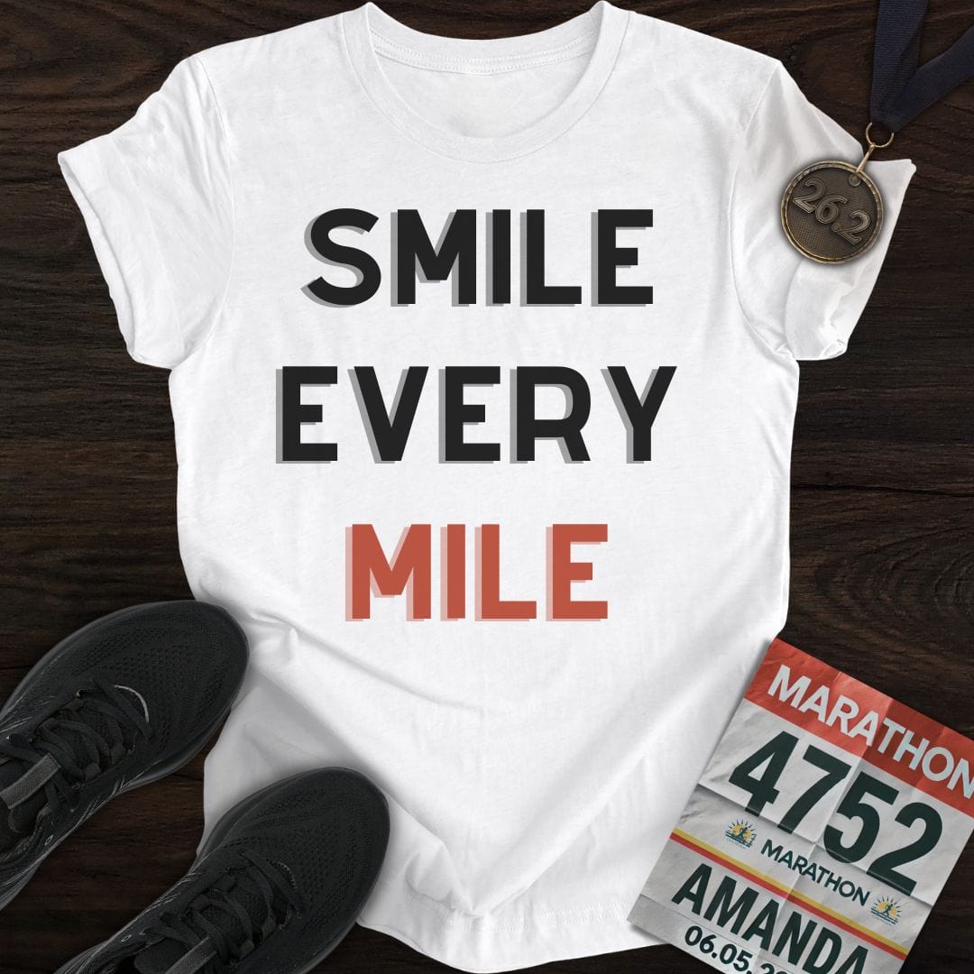 Printify T-Shirt White / S Smile Every Mile T-Shirt