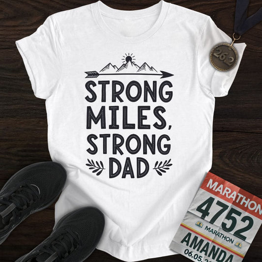 Printify T-Shirt White / S Strong Miles, Strong Dad T-shirt
