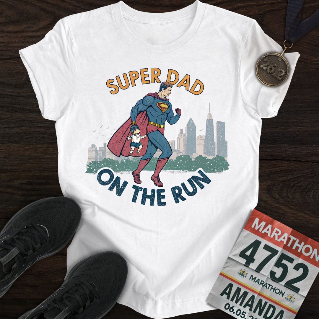Printify T-Shirt White / S Super Dad Runner T-shirt