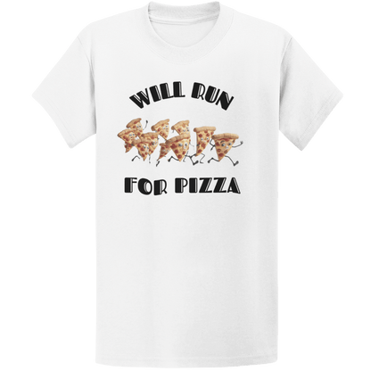 Printify T-Shirt White / S Will Run For Pizza T-Shirt